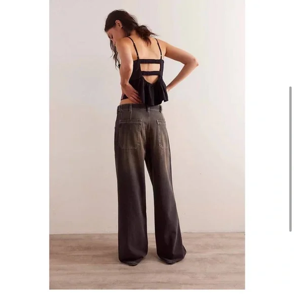 FREE PEOPLE WE THE FREE palmer cuffed jeans in chalkboard NWT 29 - Picture 4 of 17